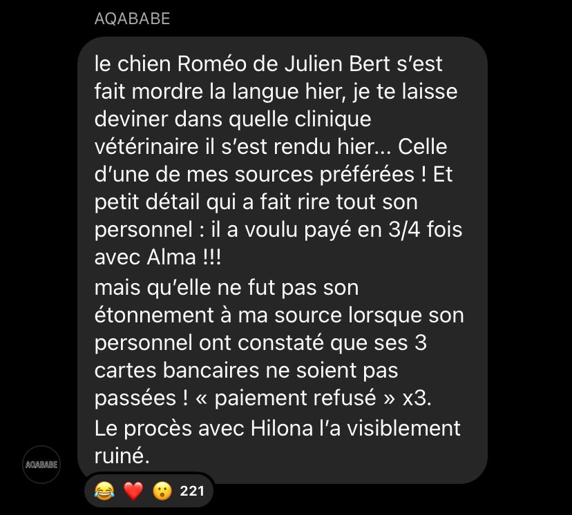 Julien Bert : ruiné, il n'aurait pas pu payer les frais vétérinaires de son chien