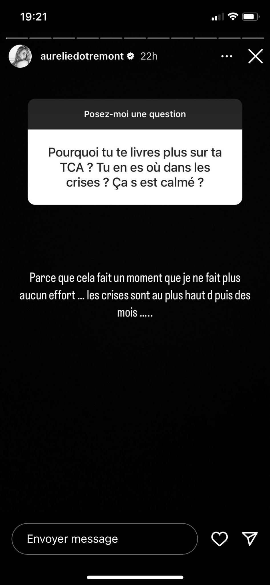 Aurélie Dotremont : son état de santé se dégrade, elle s'exprime