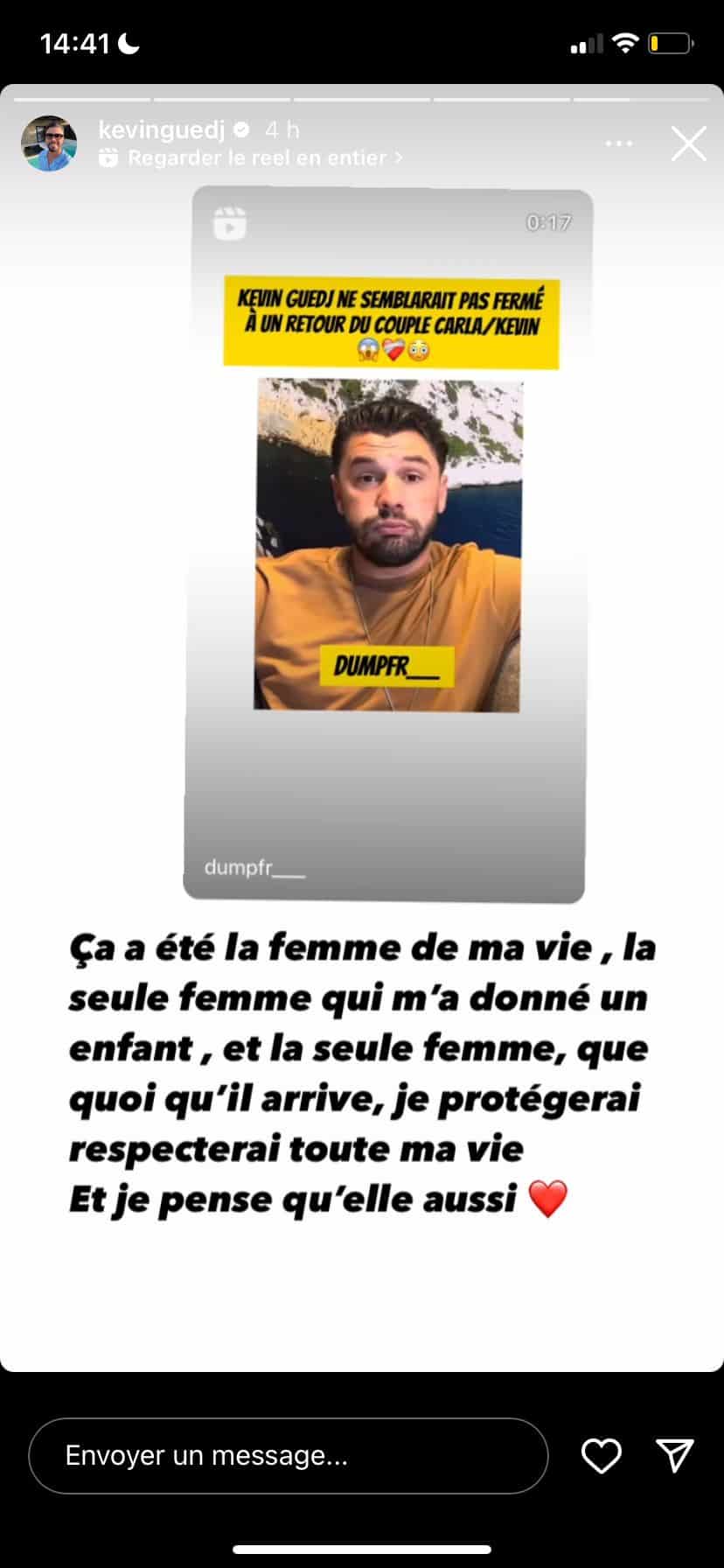 Kevin Guedj : prêt à reconquérir son ex Carla ? Il lui fait une déclaration