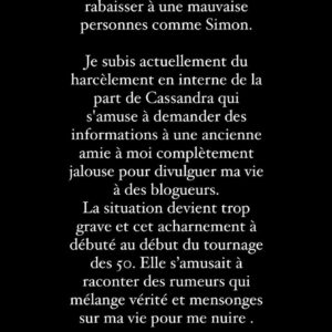 Lisa-Marie (Les Cinquante) : elle porte plainte pour harcèlement contre Cassandra JulliaLisa-Marie (Les Cinquante) : elle porte plainte pour harcèlement contre Cassandra Jullia